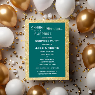 Party für Aquamarine und Gold-Glitzer-Überraschung Einladung