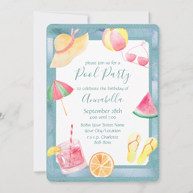 Party für Aquarelle Einladung (Vorderseite)