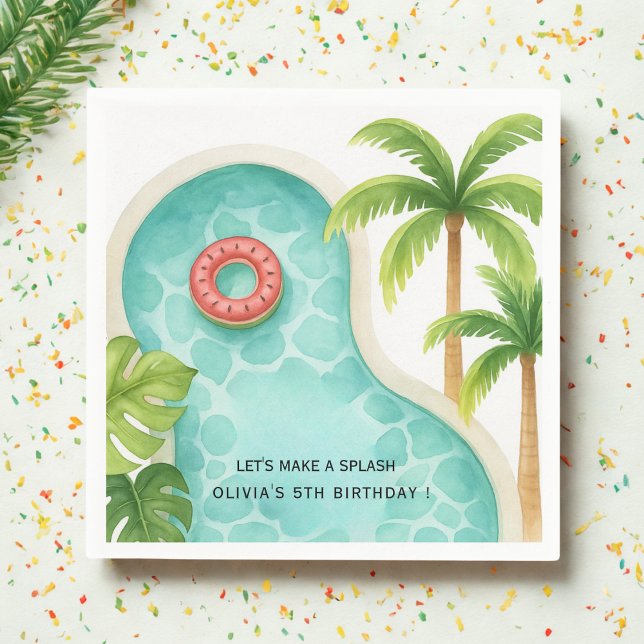 Party für Aquarelle | Kinder Sommer Geburtstag Serviette (Von Creator hochgeladen)