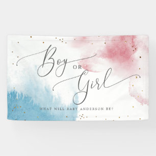 Party für Aquarellfarben Rosa und Blaues Geschlec Banner
