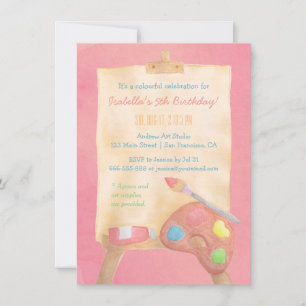 Party für Aquarellmalerei Kindergeburtstag Einladung