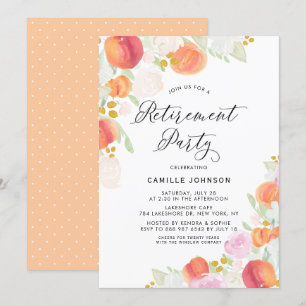 Party für Aquarellpfirsiche und Blume Einladung