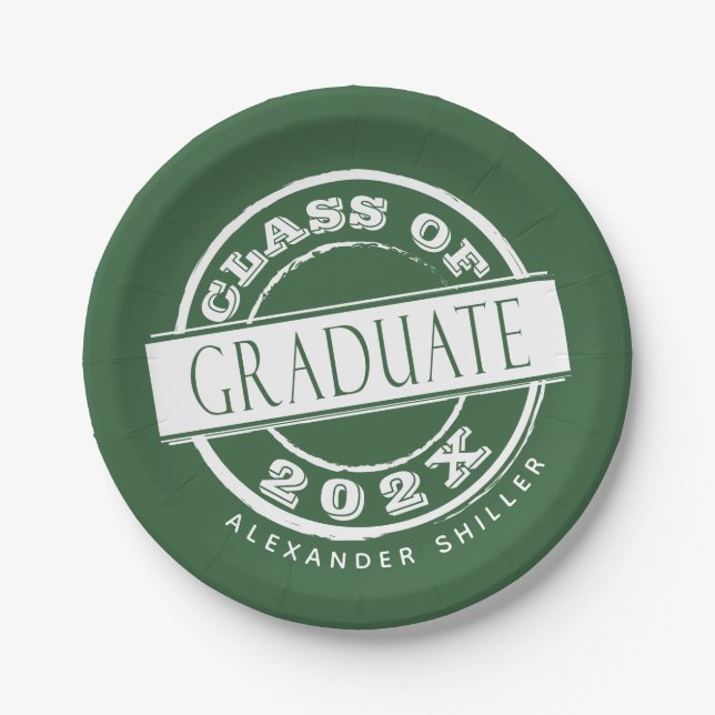 Party für benutzerdefinierte grüne Moderne Graduat Pappteller (Vorderseite)