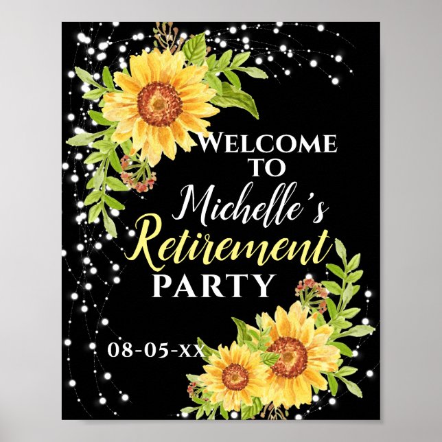 Party für Blumenblütenblume Willkommen Schwarz Poster (Vorne)