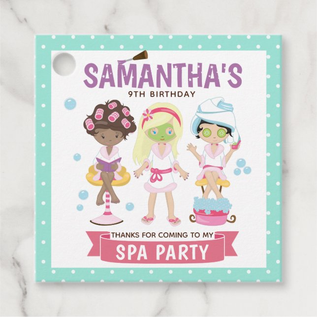 Party für coole und Girly-Wellness-Center Geschenkanhänger (Vorderseite)