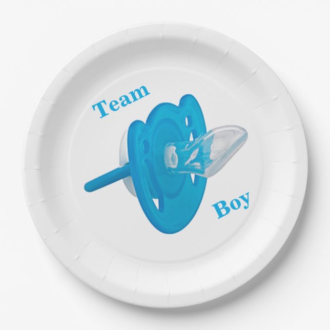 Party für das Baby Gender Reveal - Teamboy Pappteller (Vorderseite)