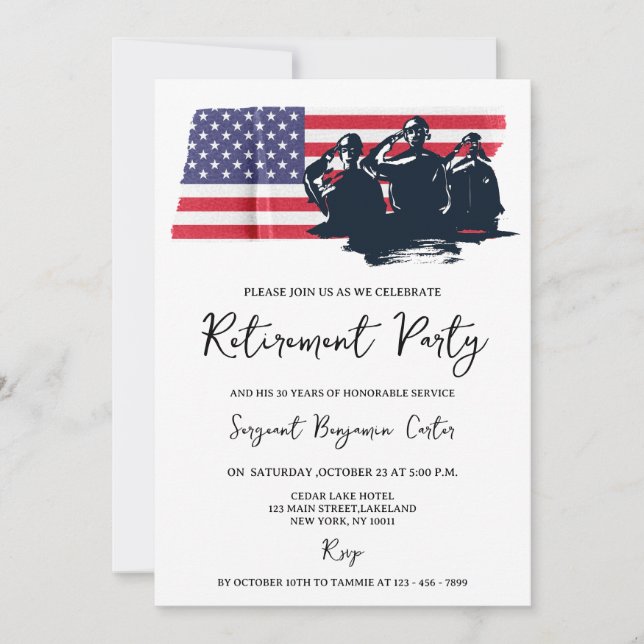 PARTY für das militärische Ruhestand der US-Marine Einladung (Vorderseite)