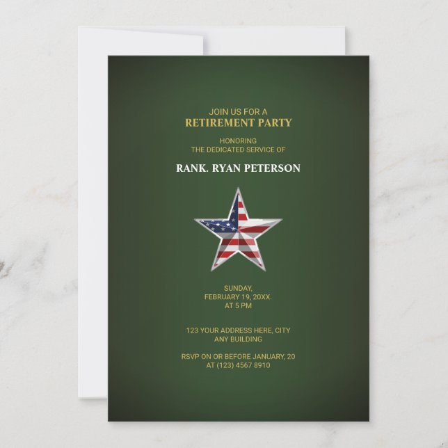Party für das militärische Ruhestand - Patriotic S Einladung (Vorderseite)