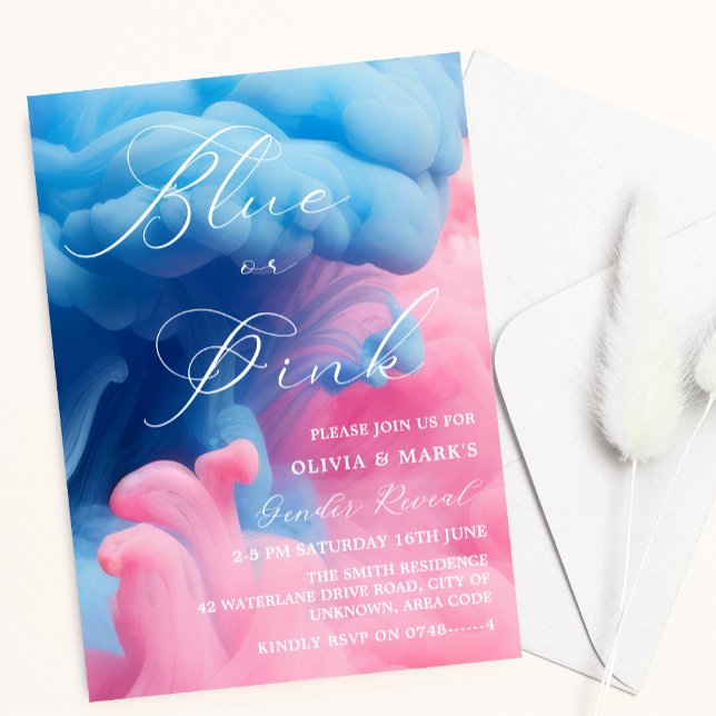 Party für das Rauchergeschlecht in Blau und Rosa Einladung (Von Creator hochgeladen)