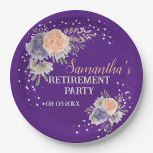 Party für das Ruhestand Floralpeony Rose Lila Pappteller