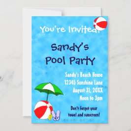 Party für den Beach Ball Pool Vorlage für die indi Magneteinladung