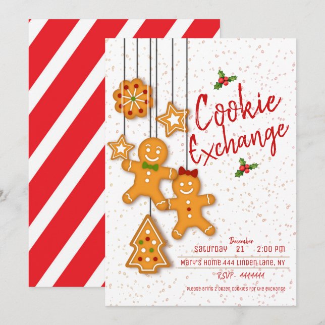Party für den Holiday Cookie Exchange Einladung (Vorne/Hinten)