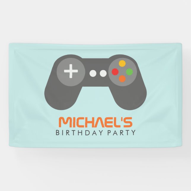 Party für den Videospielcontroller-Kindergeburtsta Banner (Horizontal)