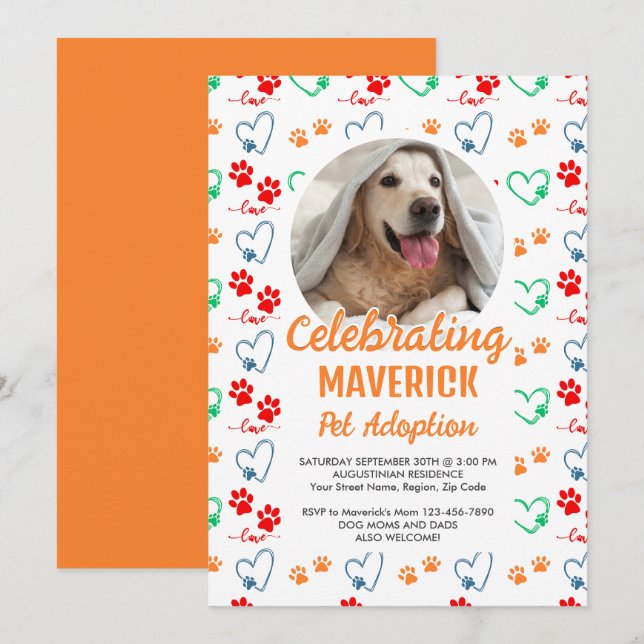 Party für die Adoption von Hunden Einladung (Vorne/Hinten)