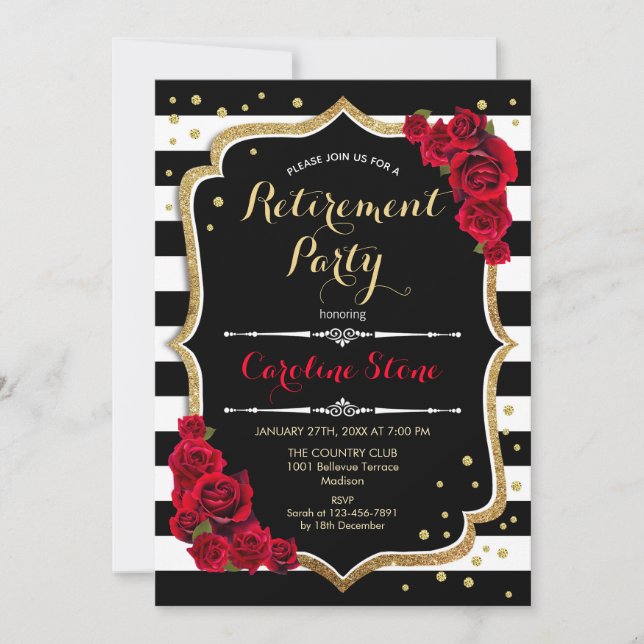 Party für die Altersversorgung - Rose für Schwarz- Einladung (Vorderseite)