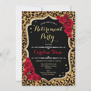 Party für die Altersvorsorge - Black Red Gold Leop Einladung