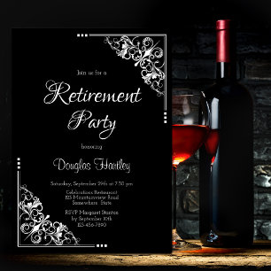 Party für die Altersvorsorge elegant Schwarz mit w Einladung
