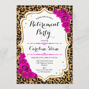 Party für die Altersvorsorge - Rosa Gold Leopard P Einladung