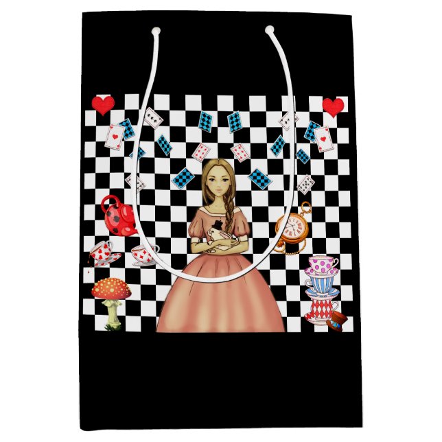 Party für die benutzerdefinierte Alice im Wunderla Mittlere Geschenktüte (Vorderseite)