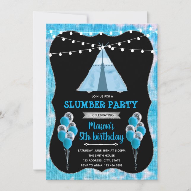 Party für die blaue gefärbte Krawatte Einladung (Vorderseite)