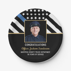 Party für die Polizeieinweisung "Thin Blue Line"-F Pappteller