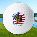 Party für die Rente der Militärarmee USA Flag Golfball<br><div class="desc">Fügen Sie dem militärischen Ruhestandslager-Party die Touch hinzu, die diese amerikanische Fahne mit den Party der militärischen Golfbälle ausstattet. USA amerikanische Flagge in modernem Rot und Blau, US Flagge, mit Gold Kampfflugzeug Design. Diese Golfbälle unter amerikanischer Flagge eignen sich perfekt für ein militärisches Ruhestand-Party, militärische Stationierungen, Zuhause-Begrüßung, militärischen Abschluss und...</div>