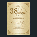 Party für die Ruhestandszeit - GoldDamaskus Einladung<br><div class="desc">Party Einladung der Altersversorgung. Elegantes Vintages Schwarz-Imitat-Gold-Design mit Damast-Muster. Enthält Skript-Schriftart. Kann in jedem Jahr des Dienstes personalisiert werden! Nachricht,  wenn Sie weitere Anpassungen benötigen.</div>