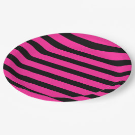 Party für die Streifen aus Hot Pink und Black Fash Pappteller