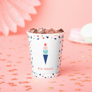 Party für Eiscreme in Blau und Rosa Pappbecher