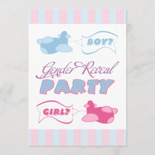Party für Flugzeuge und Banner Stripes Gender-Aufd Einladung