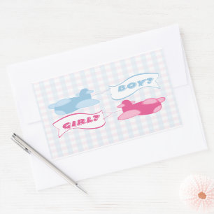 Party für Flugzeuge und Banners Gender Reveal Rechteckiger Aufkleber