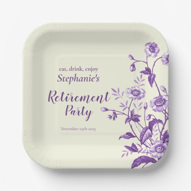Party für Frauen im Ruhestand Lavender Wildblume Pappteller (Vorderseite)