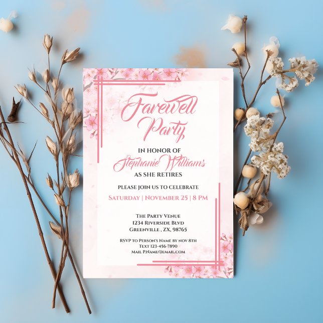 Party für Frauenabschied Elegant Rosa Blütenfarben Einladung (Von Creator hochgeladen)