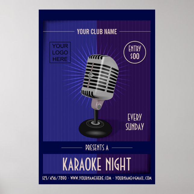 Party für Karaoke in Unternehmen Logo hinzufügen Poster (Vorne)