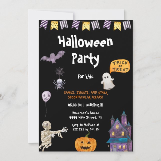 Party für Kids Halloween Einladung (Vorderseite)