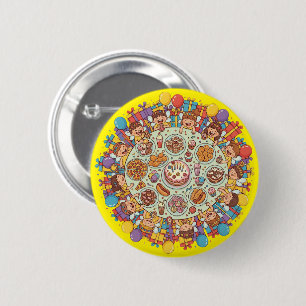 Party für Kinder mit gelbem Gewand Button