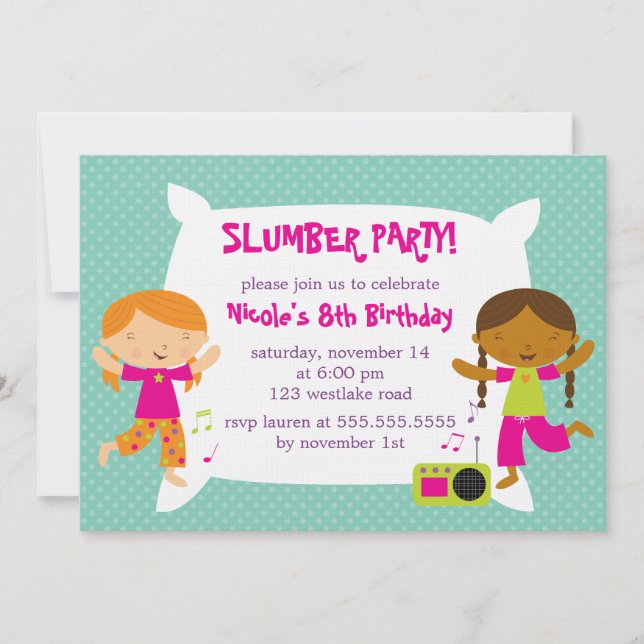 Party für Mädchen Einladung (Vorderseite)