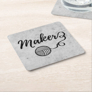 Party für Maker- und Garntypografie Rechteckiger Pappuntersetzer