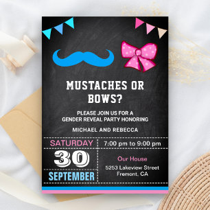 Party für Mustaches oder Bows Gender Reveal Einladung