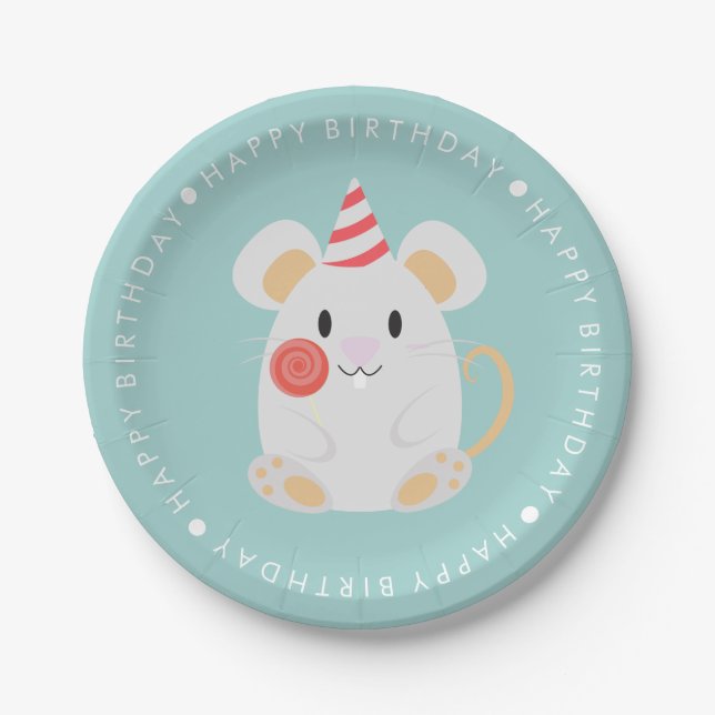 Party für niedliche Maus-Kindergeburtstag Pappteller (Vorderseite)