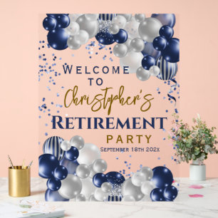 Party für Rentenzahlungen Begrüßung Blaue Balloons Acrylschild