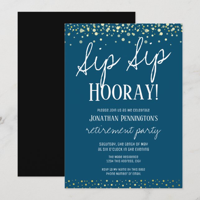 Party für Rentenzahlungen Sip Hooray Einladung (Vorne/Hinten)