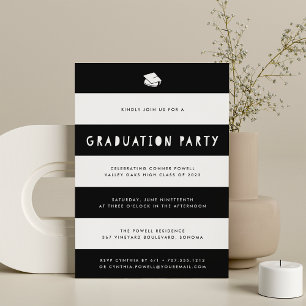 Party für Schwarz-Weiß-Cutout-Streifen Einladung