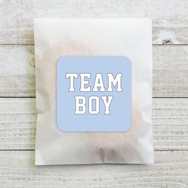 Party für Team Boy Blue Baby Gender Quadratischer Aufkleber (Von Creator hochgeladen)
