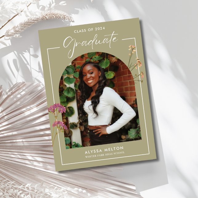 Party für Wildblumen im Foto Einladung (High School Wildflowers Photo Graduation Party Invitation)