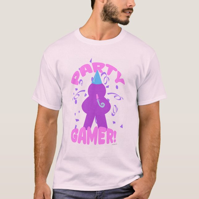 Party Gamer Fun Boardgame Meeple Art T-Shirt (Vorderseite)