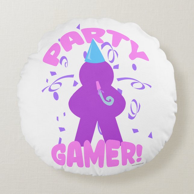 Party Gamer Fun Meeple Board Game Night Joy Rundes Kissen (Vorderseite)