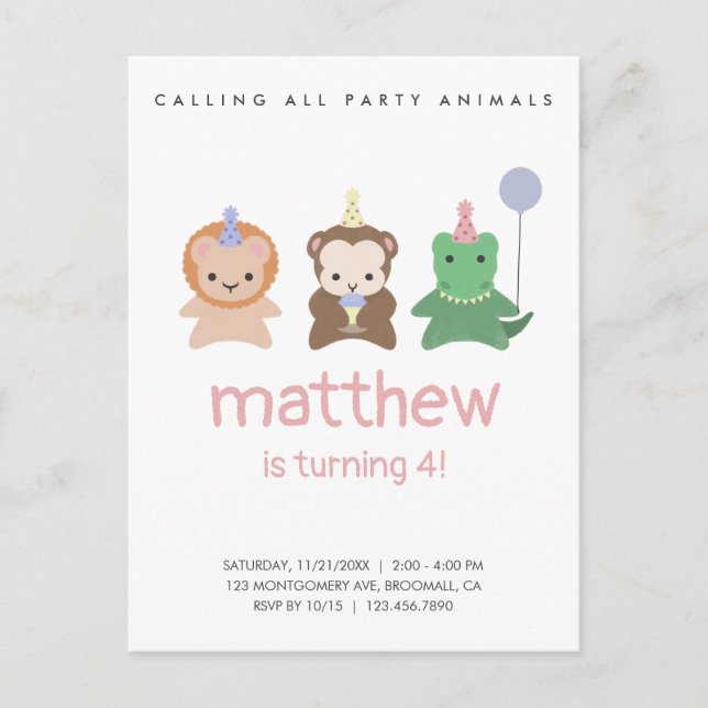 Party Geburtstag Einfache Einladung Postkarte (Vorderseite)