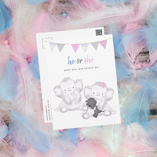 Party "Gender Reveal Modern Elephants" Postkarte
