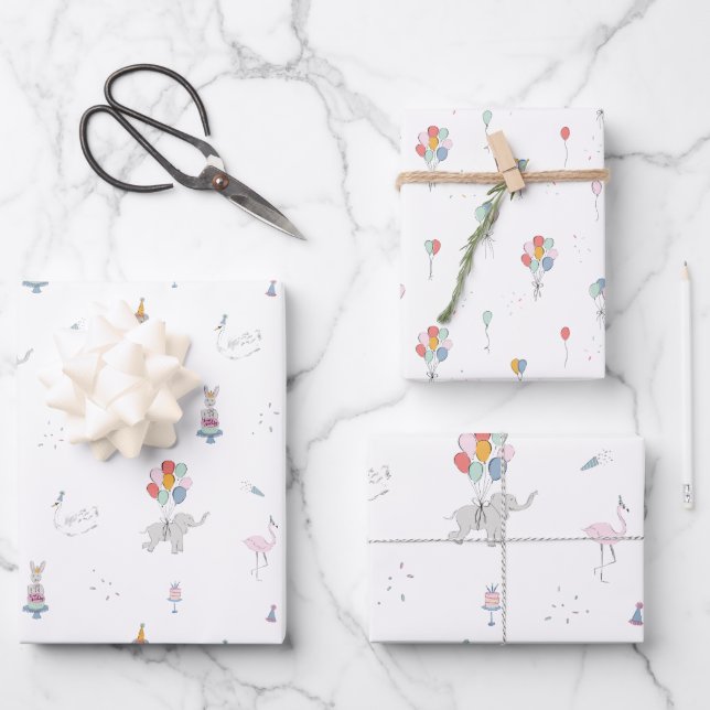 Party Geschenkpapier Set (Vorderseite)